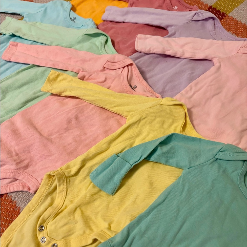 The Honest Company Colorful Baby Bodysuits (set of 9)